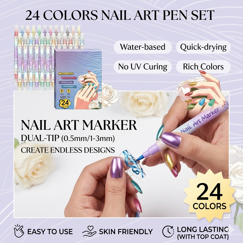 12/24 Colors Nail Art Pens – DIY 3D Markers for Drawing, Dotting & Manicure