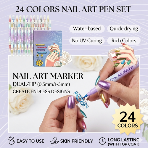 12/24 Colors Nail Art Pens – DIY 3D Markers for Drawing, Dotting & Manicure