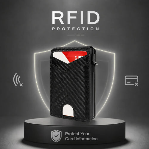 💵Slim RFID Wallet for Men – Pop-Up Card Holder with Money Clip & Dual ID Windows