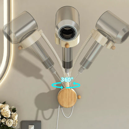 No-Drill Strong Suction Cup Hair Dryer Stand - Adjustable Bathroom Storage