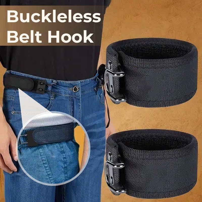 Tactical Metal Hook Elastic Belt (Unisex) - No Buckle Invisible Design | Soft Adjustable Side