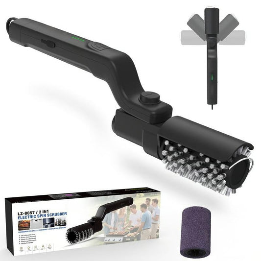 Brosse électrique pour barbecue, sans fil et rechargeable, poils en acier inoxydable, deux brosses de nettoyage, angle réglable