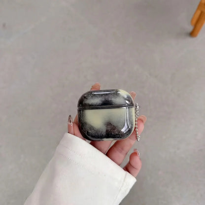 جراب سماعة أذن لامع براق سائل رملي لسماعات AirPods 4 3 2 1 و AirPods Pro 3 2، غطاء سماعة رأس لامع متحرك رملي رائع مظلم