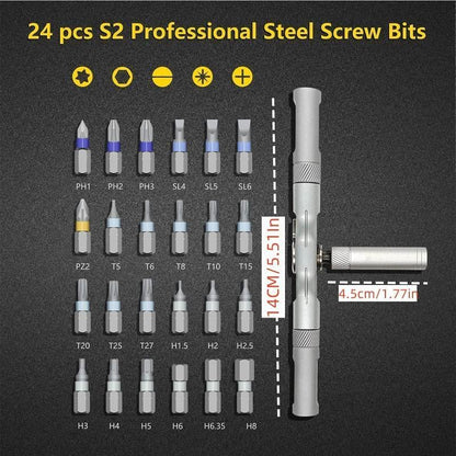 24 in 1 DlY Screwdriver Set Magnetic Compact and Portable Ratchet Screwdriver