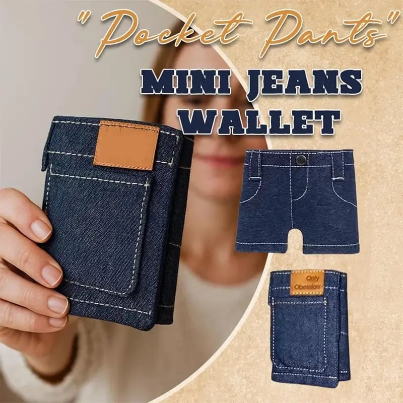 Mini Jeans Shaped Wallet - Denim Bifold Wallet for Men & Women