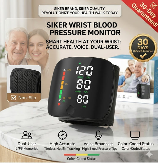 Wrist Blood Pressure Monitor – LED Display, Adjustable, Health Tracking