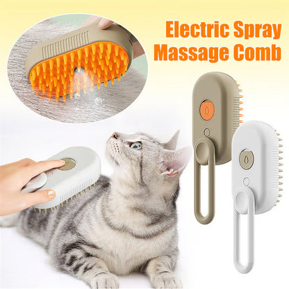 🐾Premium 3-in-1 Electric Pet Steam Brush - Steam, Massage & Hair Removal