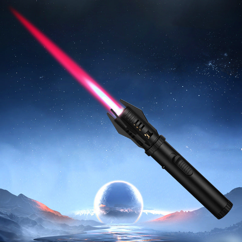 Hrimzw™ Lightsaber Lighter - Black Windproof Metal Torch Lighter with Red Flame for Kitchen, Candles & Outdoor Survival - Cool Gift for Star Wars Fans