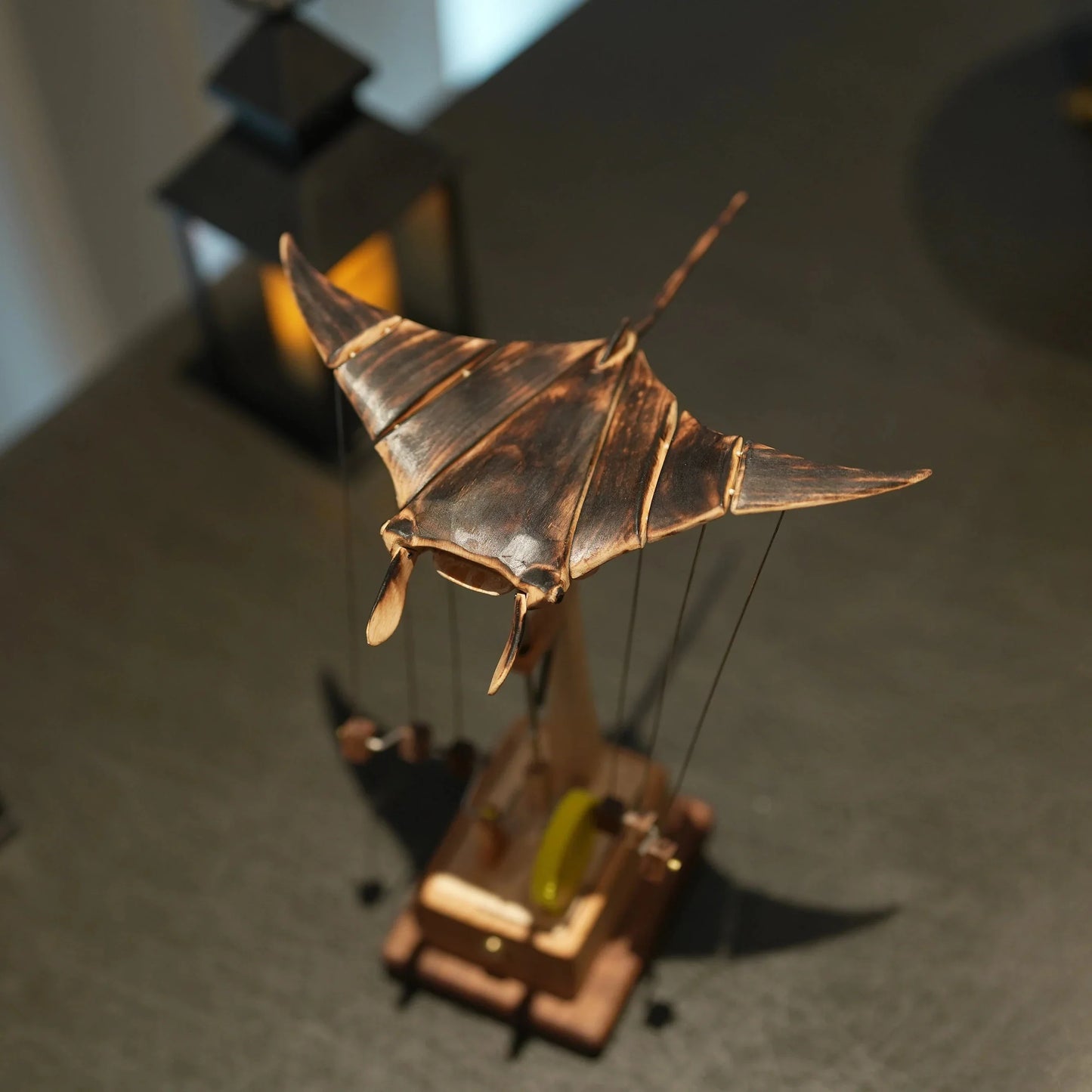 Handcrafted Wooden Manta Ray Automaton