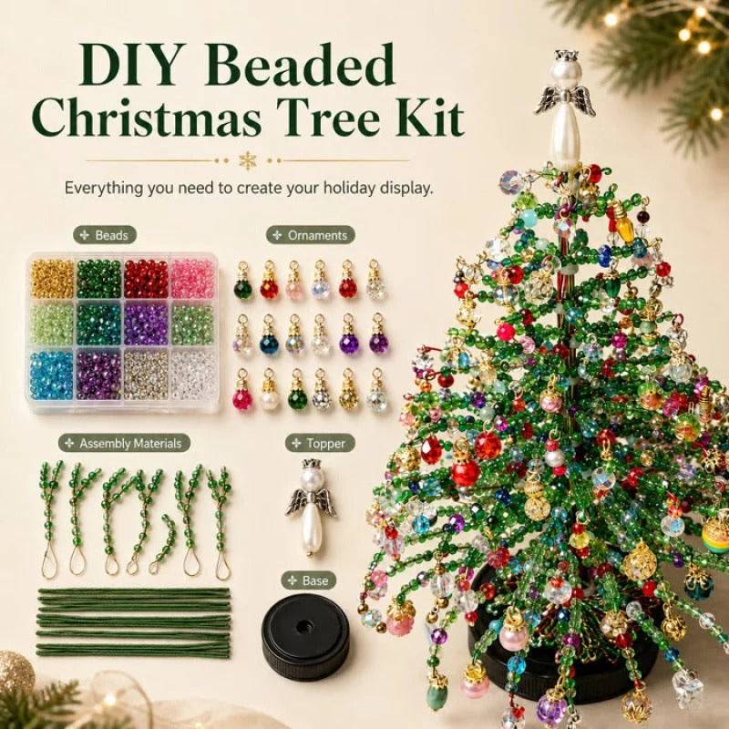 🎄Handmade Elegant Beaded Mini Christmas Tree✨Collectible Premium Holiday Decor Kit