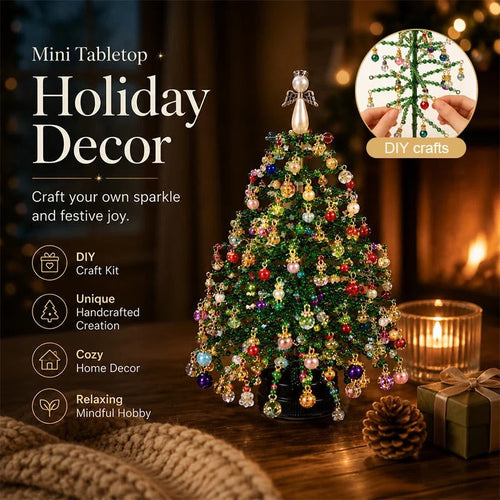 🎄Handmade Elegant Beaded Mini Christmas Tree✨Collectible Premium Holiday Decor Kit