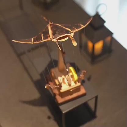 Handcrafted Wooden Manta Ray Automaton