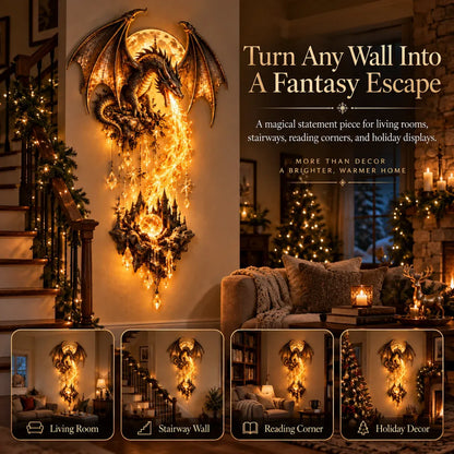 🔥 🐉 Dragonfire Moonlight Wall Lamp | Enchanted Fantasy Castle Decor 🌙