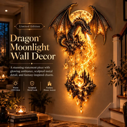 🔥 🐉 Dragonfire Moonlight Wall Lamp | Enchanted Fantasy Castle Decor 🌙