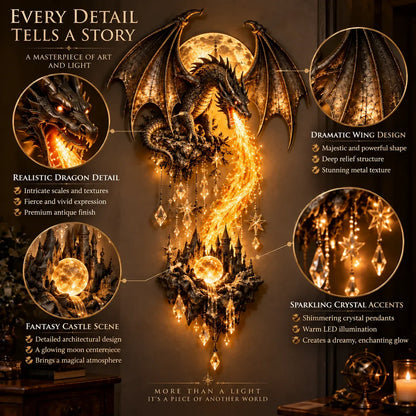 🔥 🐉 Dragonfire Moonlight Wall Lamp | Enchanted Fantasy Castle Decor 🌙