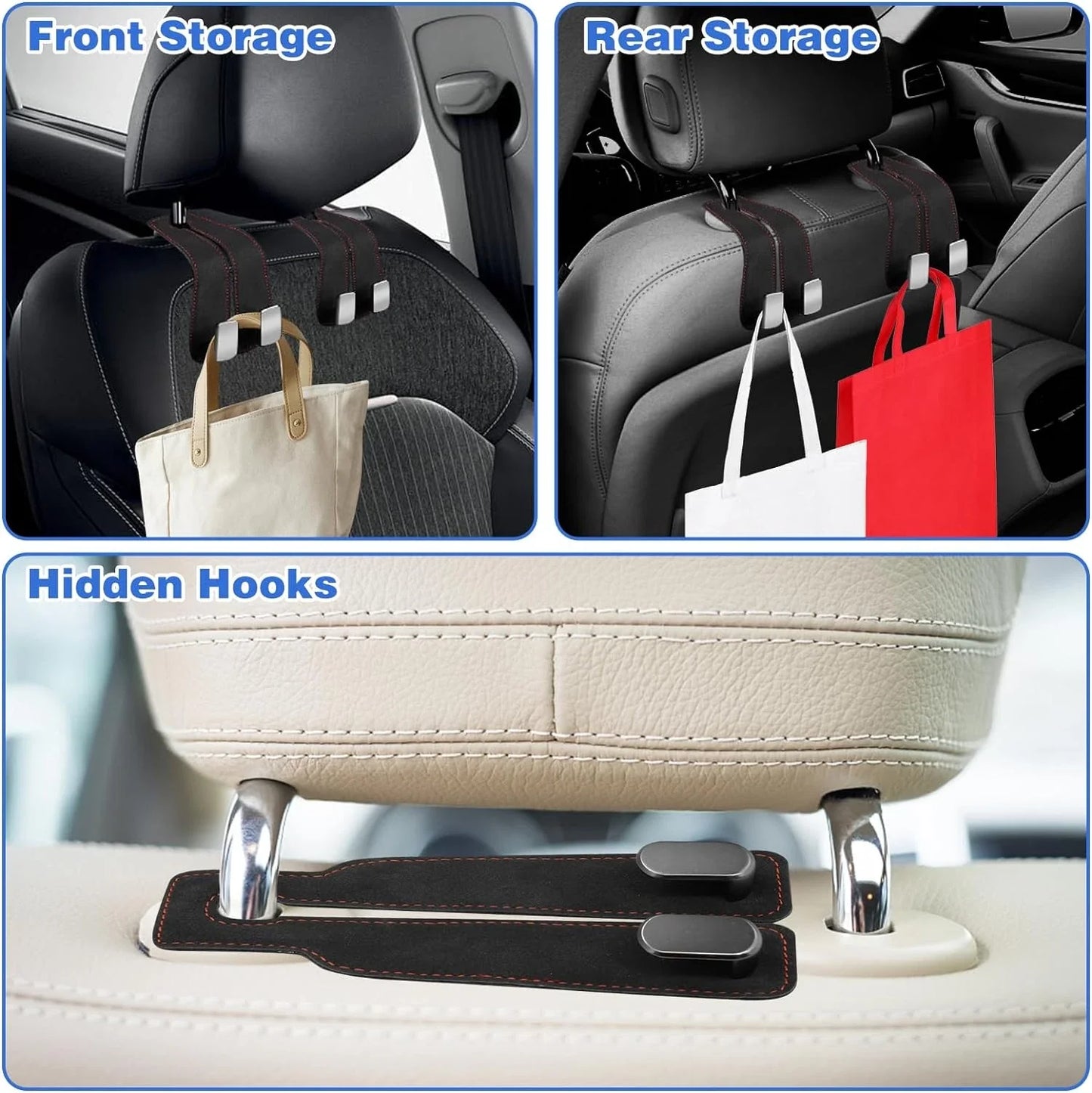 2Pcs Car Seat Hooks Purse Hook For Car