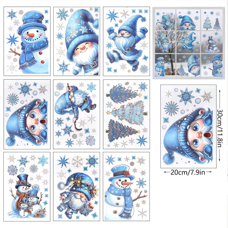 🔥 Hot Sale 50% OFF 🔥Christmas-Themed Glittering Window Stickers 9 PCS Set