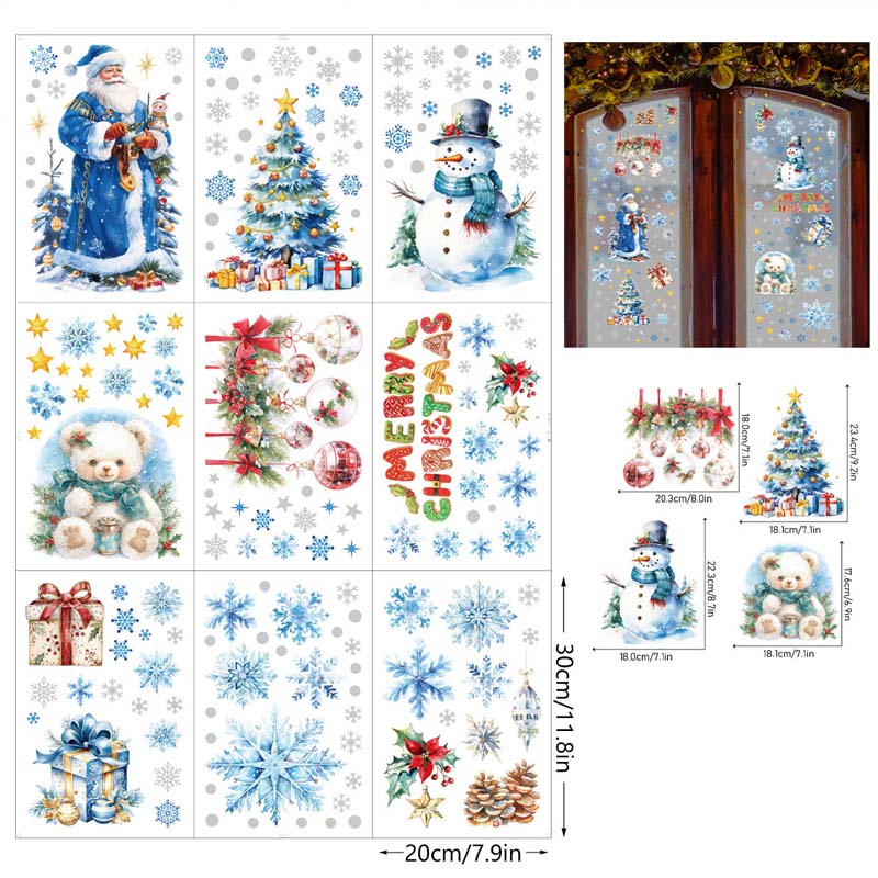 🔥 Hot Sale 50% OFF 🔥Christmas-Themed Glittering Window Stickers 9 PCS Set
