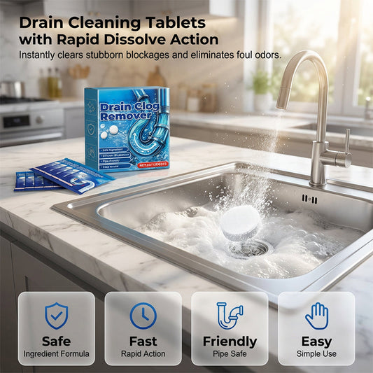 Fast Dissolve Drain Clog Remover Tablets Household Pipe Deodorant Cleaner