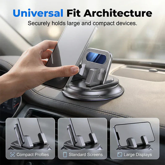🔥360° Car Phone Holder 🏆 – Rock-Solid Suction, Fits All Phones 🔄