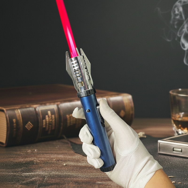Hrimzw™ Lightsaber Lighter - Black Windproof Metal Torch Lighter with Red Flame for Kitchen, Candles & Outdoor Survival - Cool Gift for Star Wars Fans